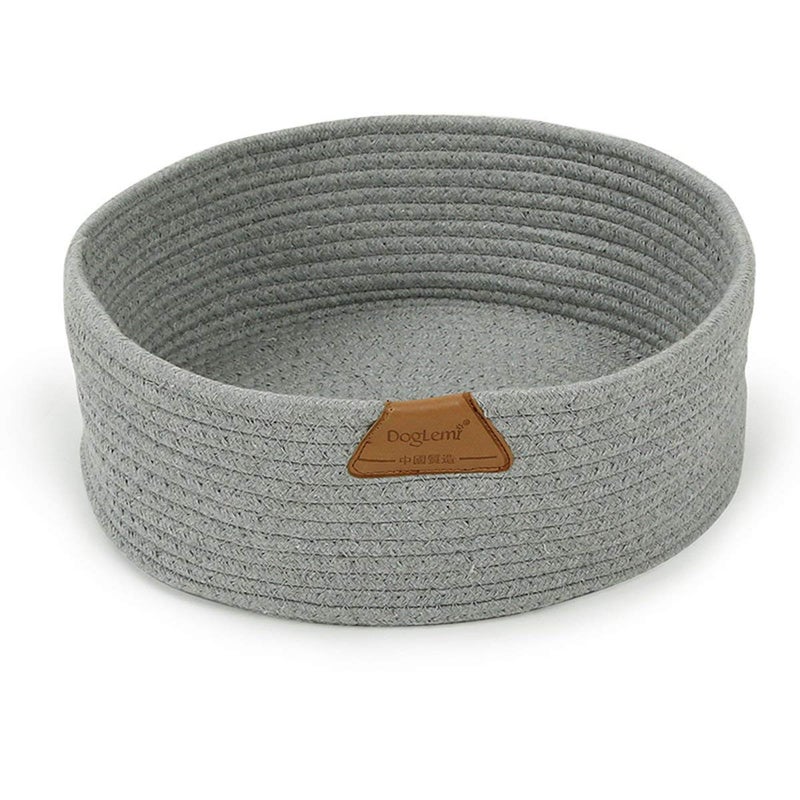 DogLemi Cat Bed Basket Nest Round Cotton Rope Woven Warm Medium,Pet Sleeping Bed House Cute Fun Scratcher Scratching Scratch Mat Pad for Puppy Small Dogs Indoor Play Eco Washable Winter Summer (Gray) - Image 1